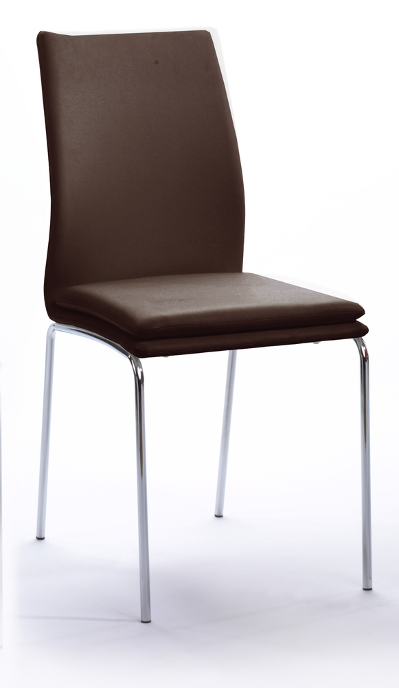 GREG 02. chair metal chromed Artificial leather brownB 44, H 91, T 55 cm